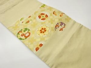 斜め格子に花輪・華紋・向かい蝶文模様織出し名古屋帯